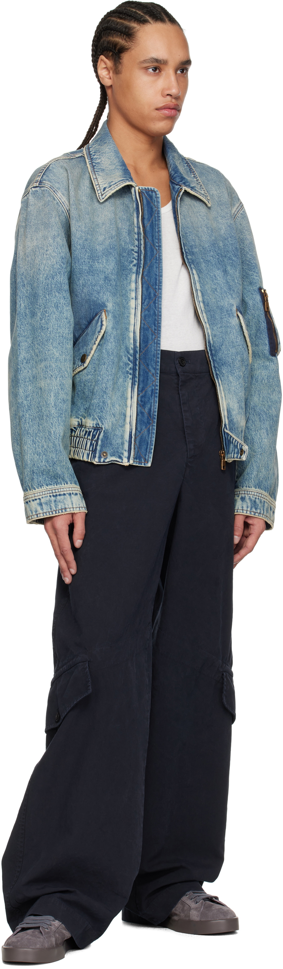 Dolce&Gabbana Gray Calfskin Strobel Portofino Light Sneakers