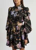 Zimmermann Eden Belted Floral-print Silk Mini Shirt Dress Multi Floral