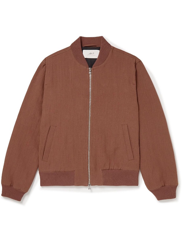 Photo: Mr P. - Textured Cotton and Linen-Blend Bomber Jacket - Red