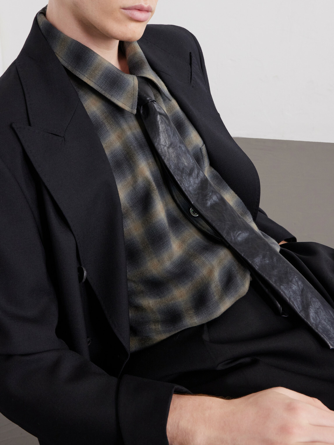 Our Legacy - Checked Cotton and Wool-Blend Shirt - Black