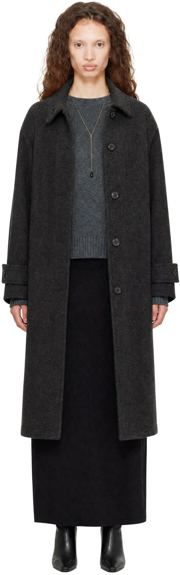 COOR Gray Cashmere Blend High Neck Coat