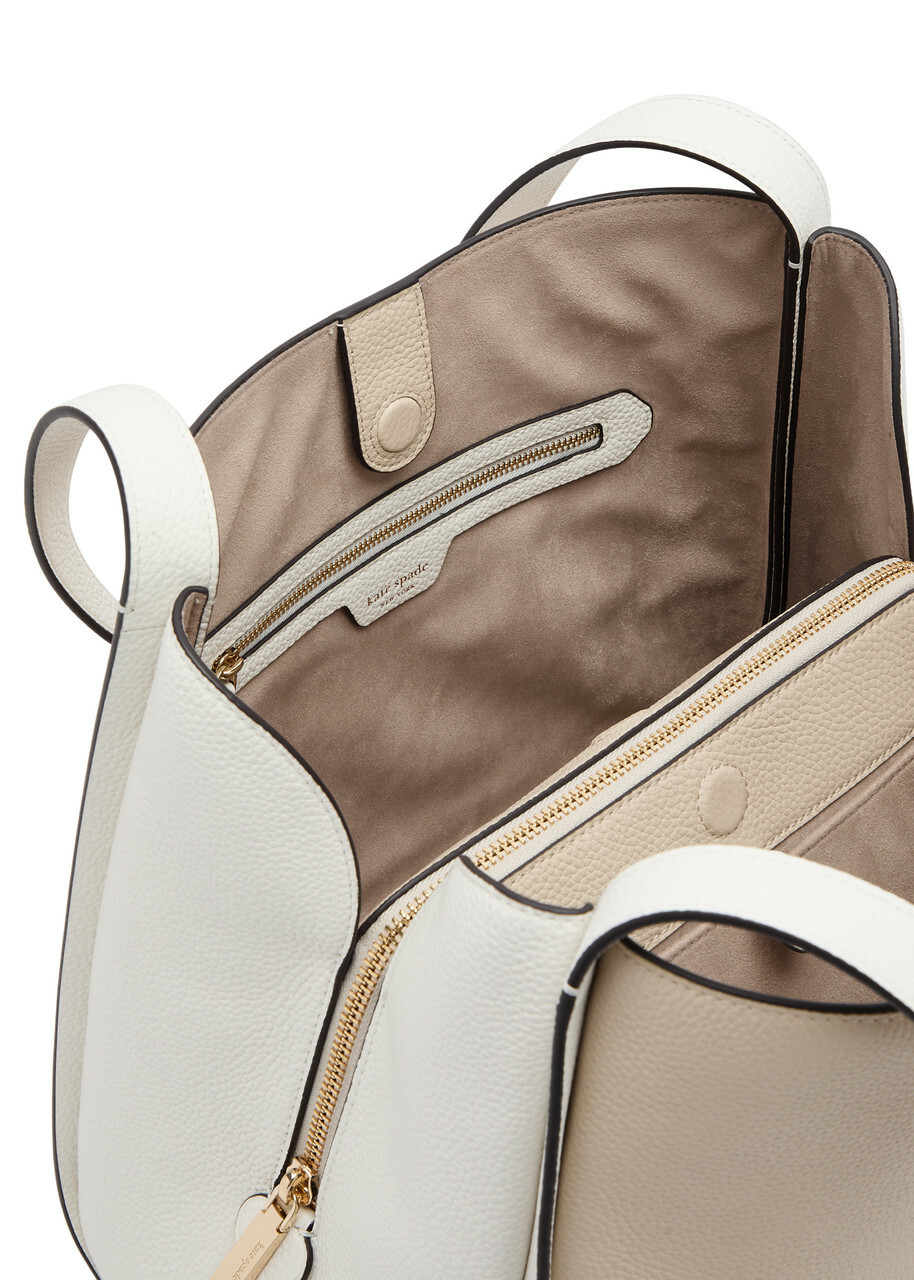 Kate Spade New York Knott Large Colour-blocked Leather Shoulder bag - Cream - One Size