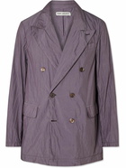 Our Legacy - Sharp Double-Breasted Crinkled Cotton-Blend Poplin Blazer - Purple