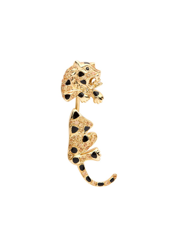 Photo: Yvonne Leon Puce & Dessous Leopard 9kt Gold Single Earring - Black - One Size