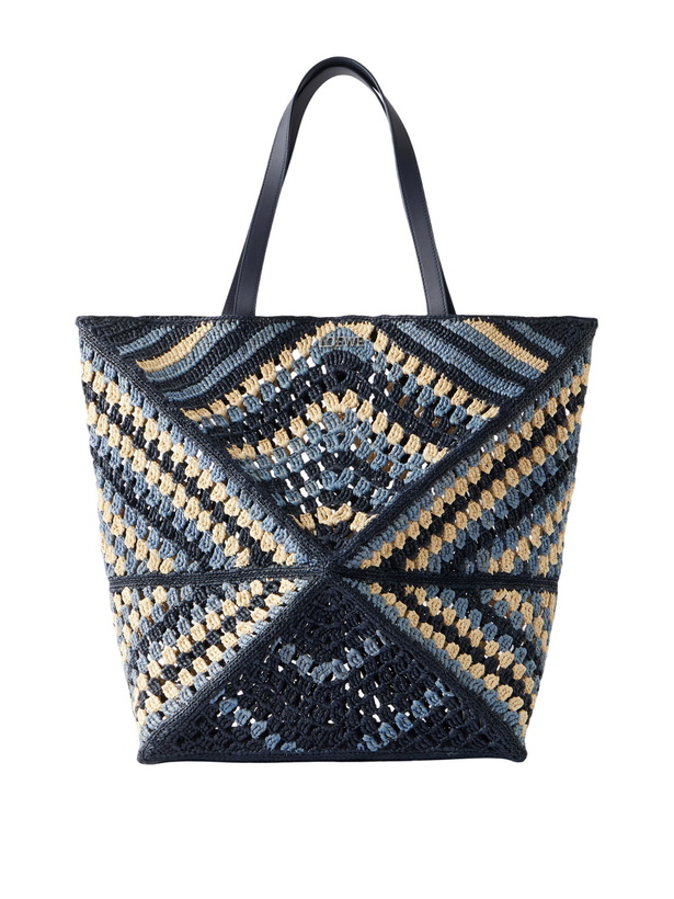 Photo: LOEWE - Paula's Ibiza Puzzle Fold Large Leather-Trimmed Raffia Shoulder Bag