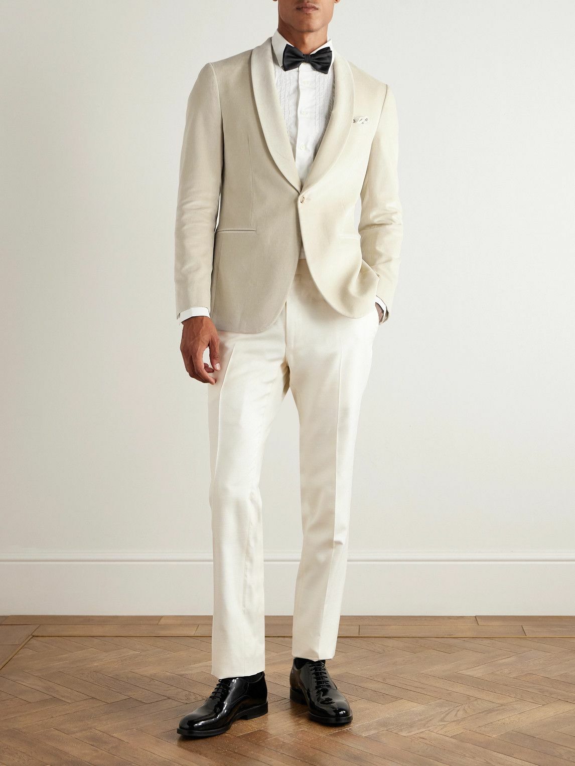 Boglioli - Slim-Fit Shawl-Collar Cotton-Blend Velvet Tuxedo Jacket - Neutrals
