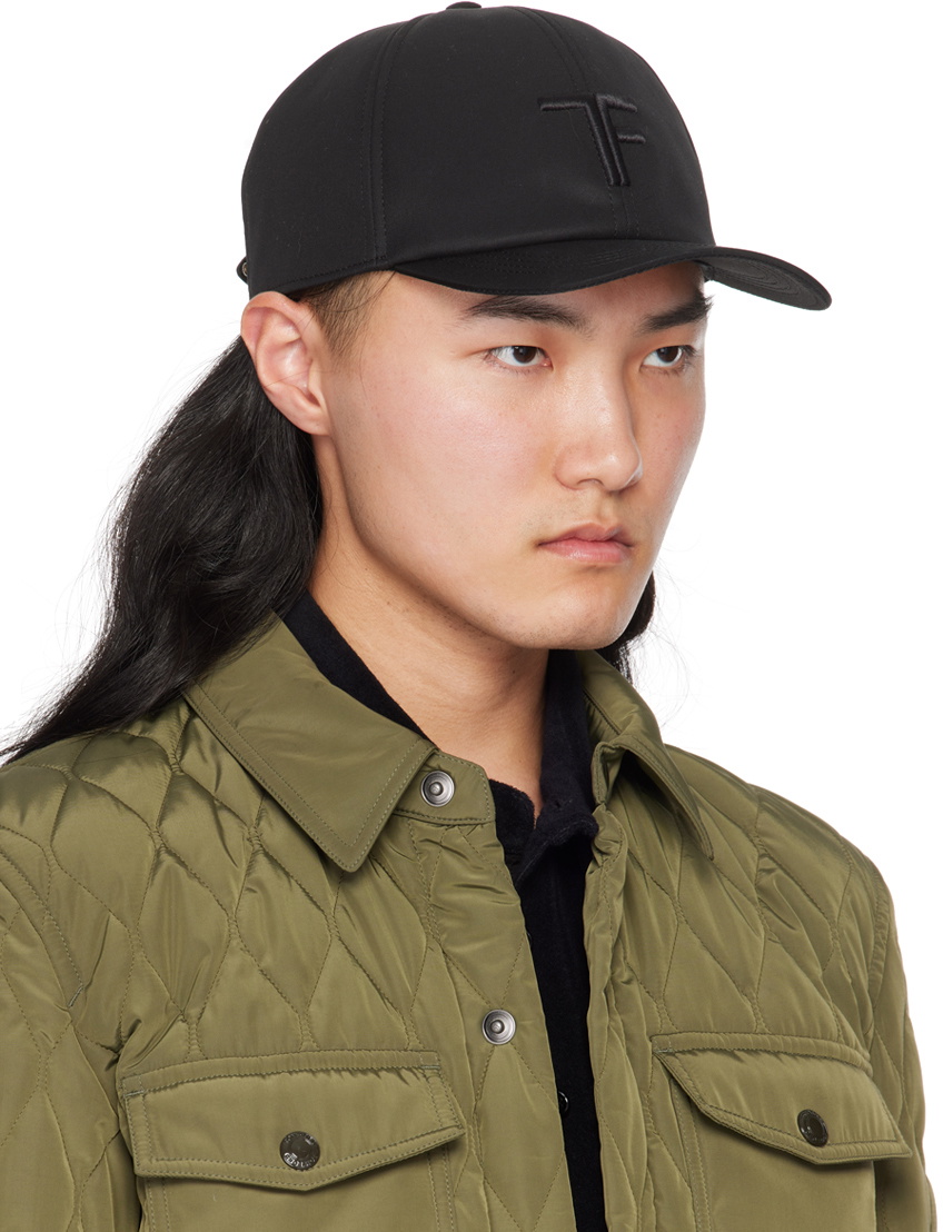 TOM FORD Black Canvas & Leather Cap TOM FORD