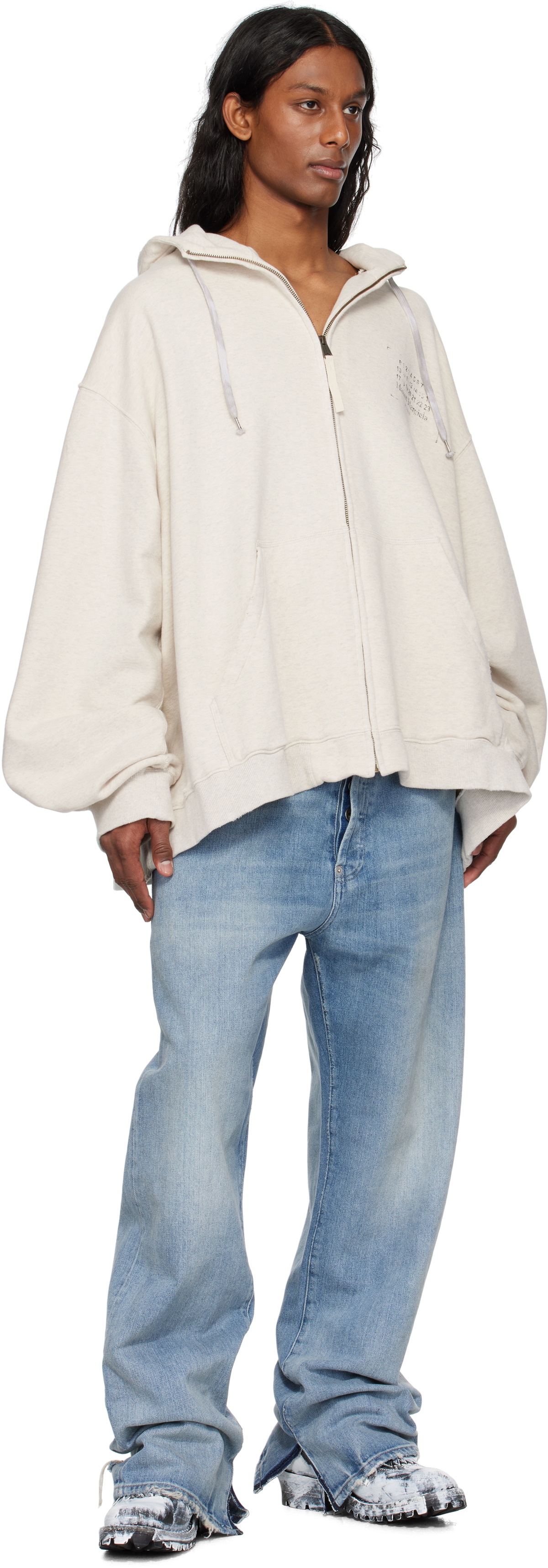 Maison Margiela Off-White Stamp Logo Zip Hoodie