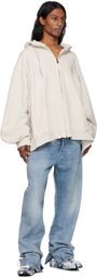 Maison Margiela Off-White Stamp Logo Zip Hoodie