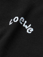Loewe - Paula's Ibiza Logo-Embroidered Cotton and Linen-Blend Piqué Polo Shirt - Black