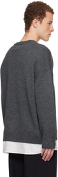 MM6 Maison Margiela Gray Two-In-One Varsity Knit Sweater