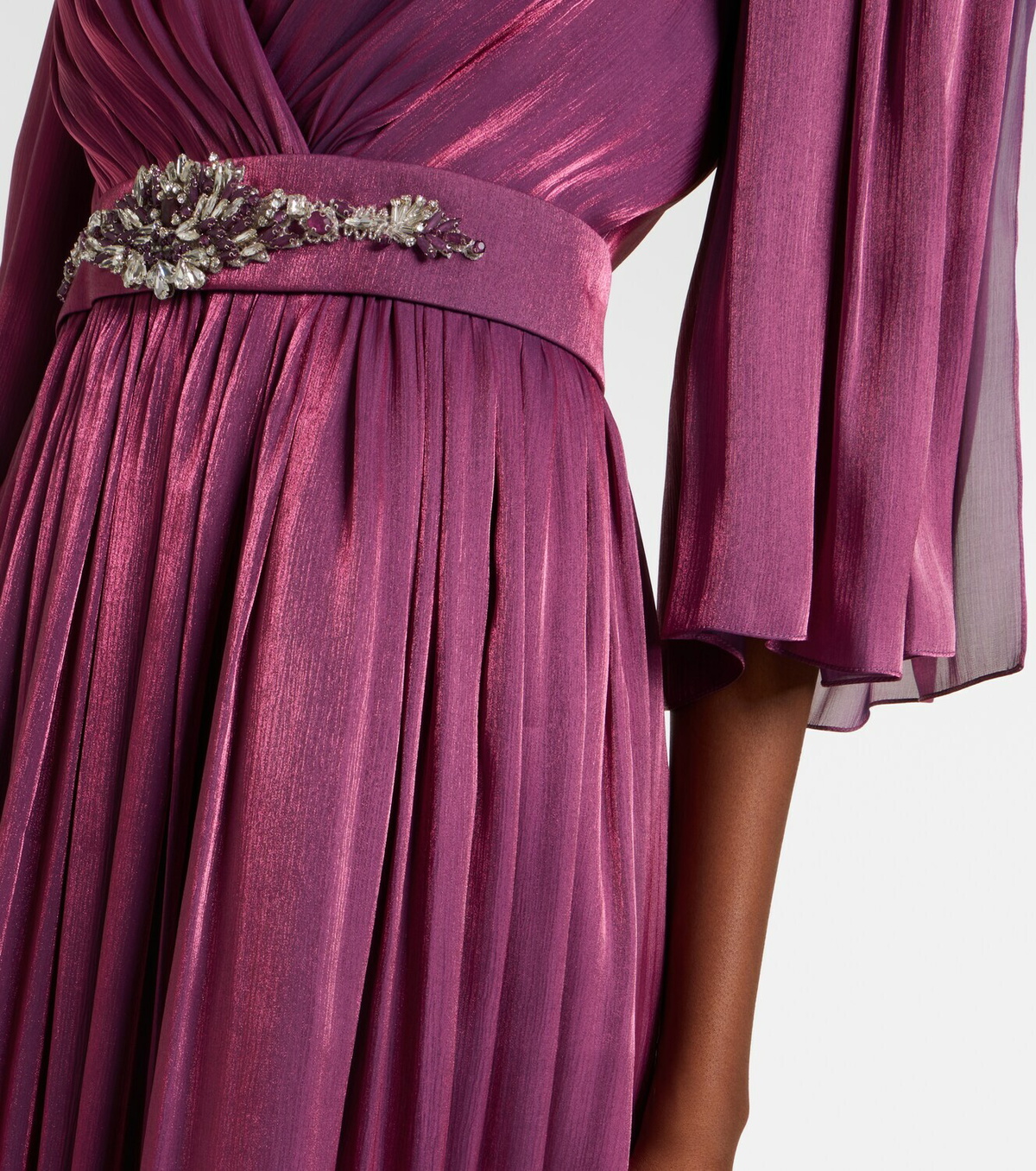 Costarellos Embellished Lurex georgette gown