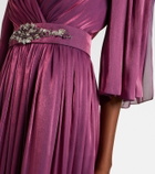 Costarellos Embellished Lurex georgette gown