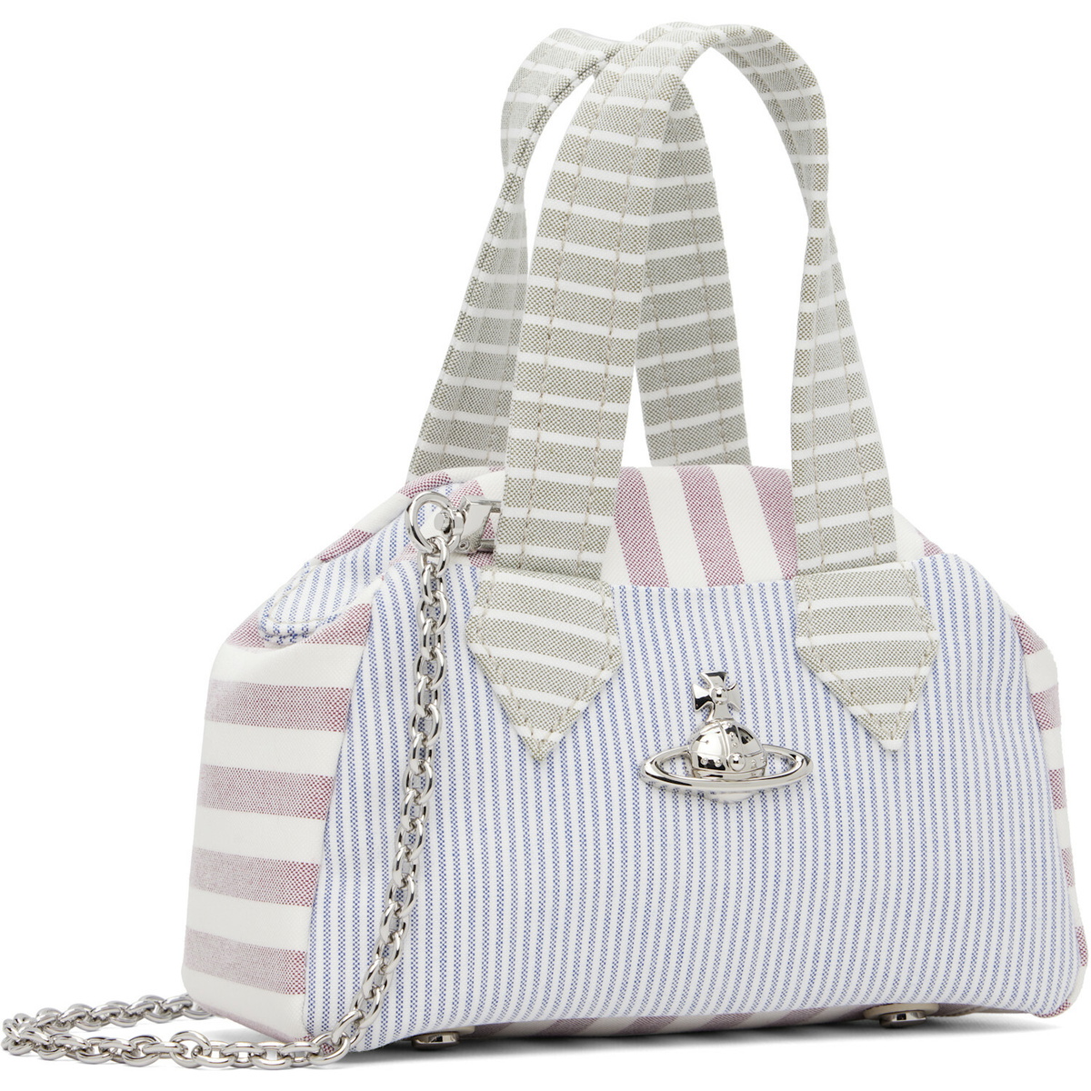 Vivienne Westwood Navy & Burgundy Yasmine Small Archive Hand Bag