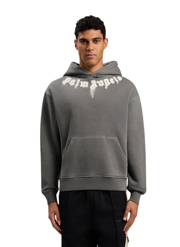 Photo: Palm Angels Neck Logo Regular Hooded Sweatshirt