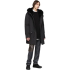 Yves Salomon - Army Black Down and Fur Bachette Coat