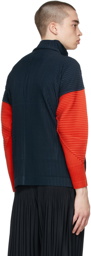 Homme Plissé Issey Miyake Navy & Red Block Sweater