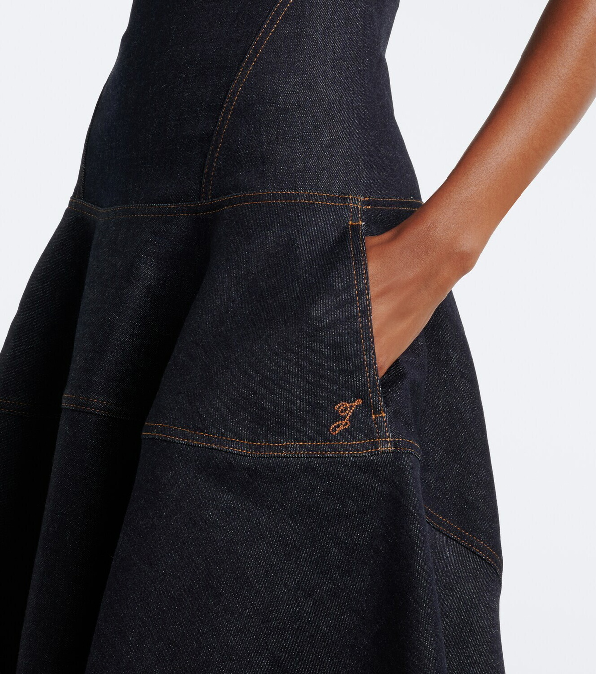 Jacquemus Pina de-Nîmes gathered denim midi dress