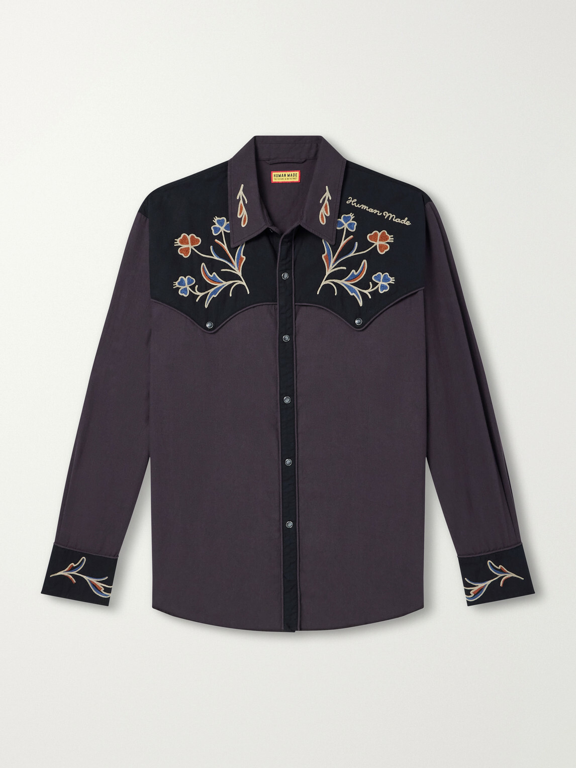 Human Made - Embroidered Cotton and Wool-Blend Twill Western Shirt - Purple