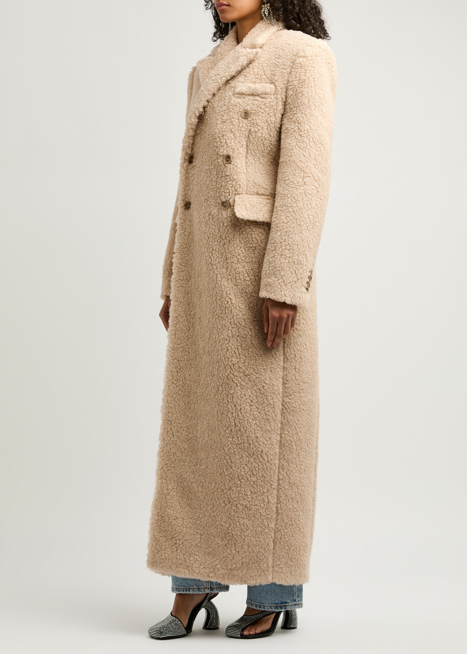 Giuseppe DI Morabito Double-breasted Faux Shearling Coat Beige