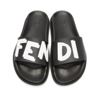 Fendi Black and White Rubber Fendi Vocabulary Sandals