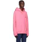 We11done Pink Cut-Out Logo Hoodie