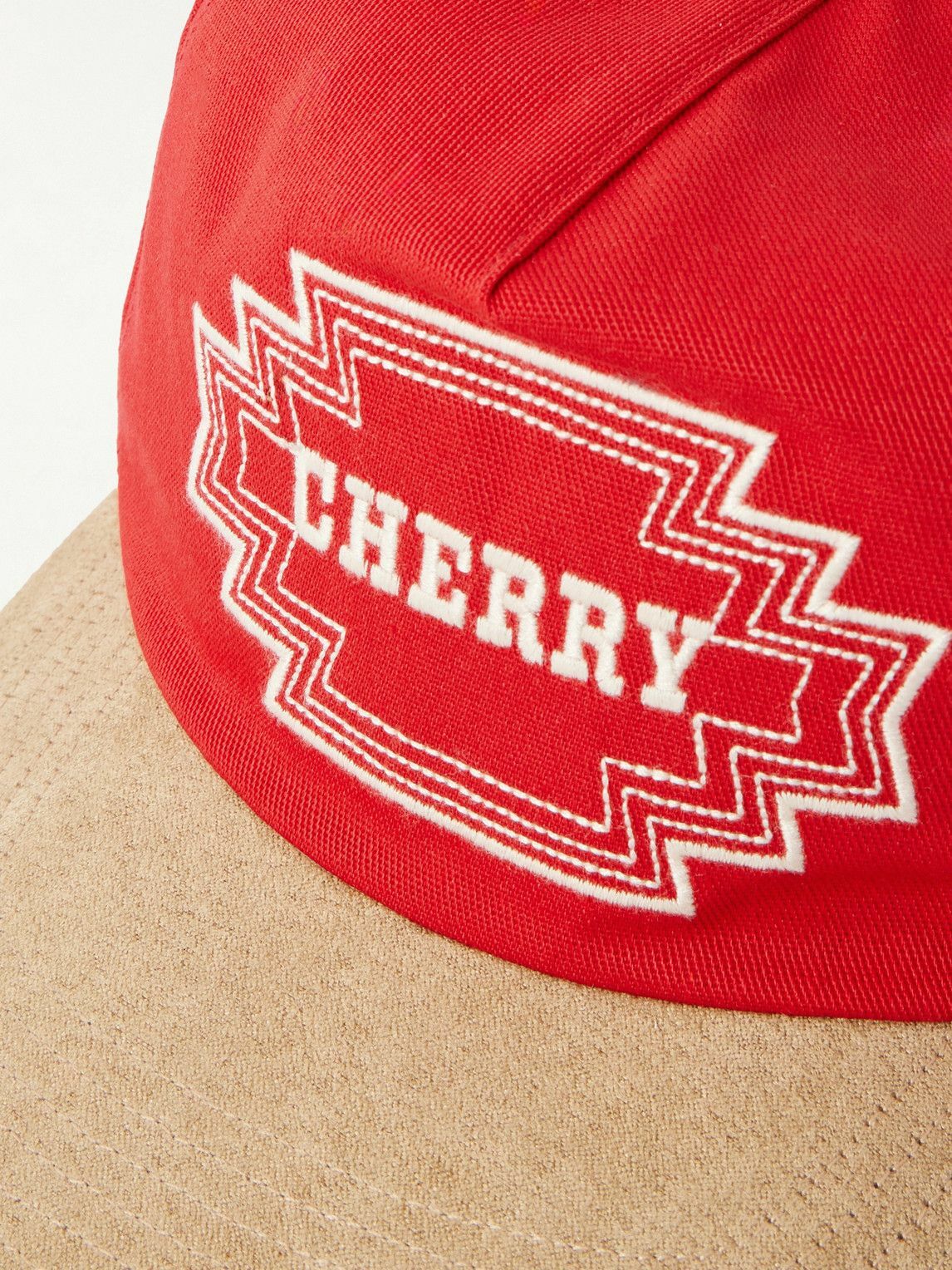 Cherry Los Angeles - Navajo Suede-Trimmed Logo-Embroidered Twill Baseball Cap