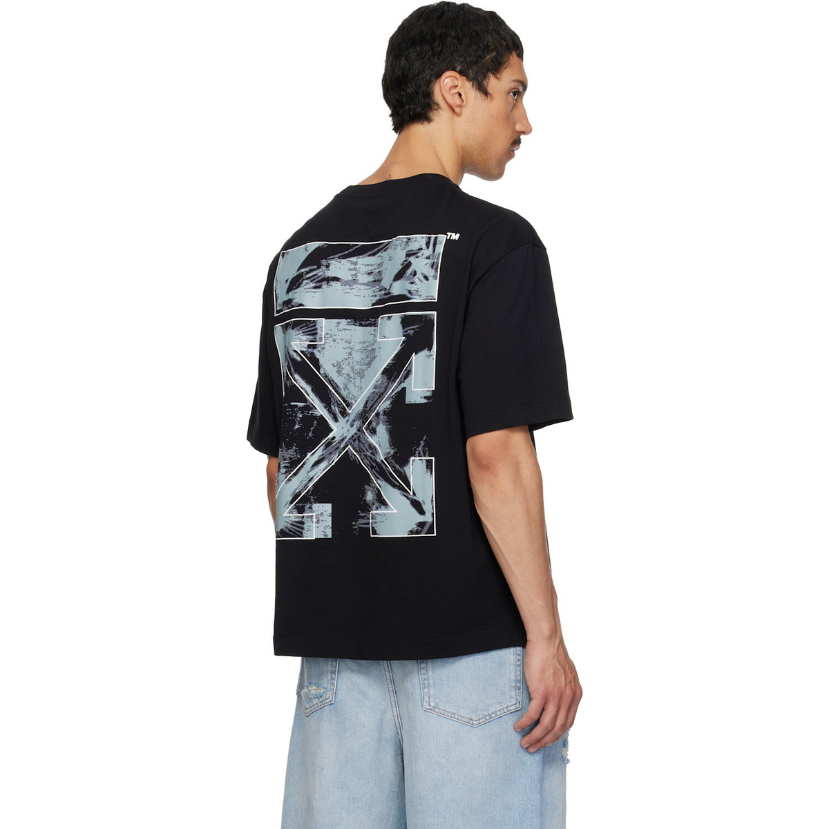 Off-White Black Rubbed Paint Arrow Skate T-shirt