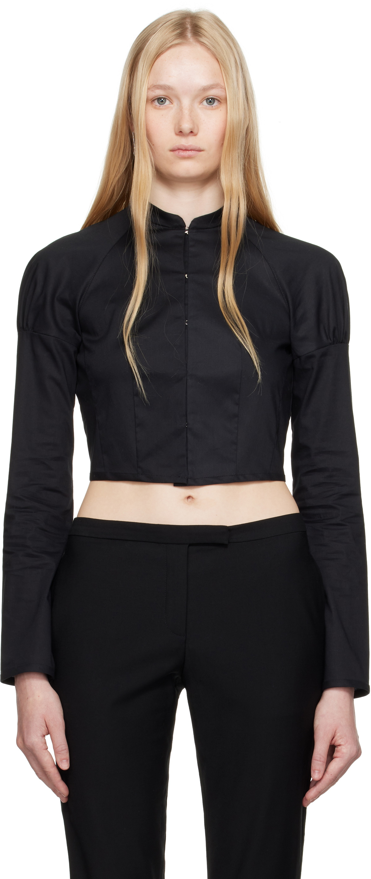 COLLEEN ALLEN Black Cotton Bodice Shirt