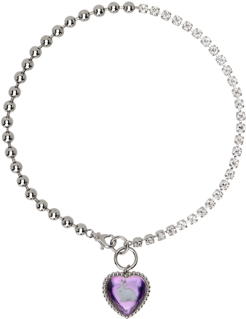 Safsafu SSENSE Exclusive Silver & Purple Bunny Bff Necklace