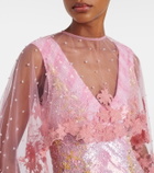 Là Fuori Panorama embellished caped gown