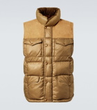 RRL Leather-trimmed ripstop puffer vest