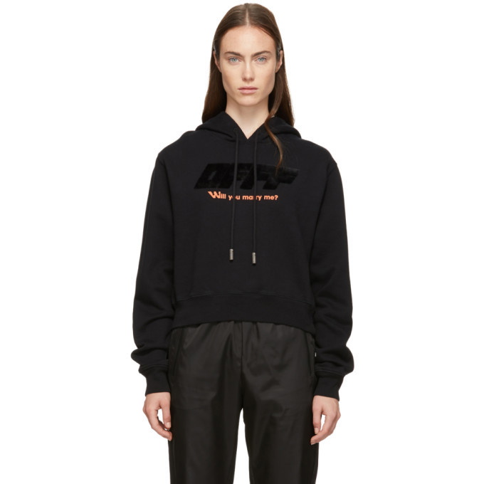 Photo: Off-White Black Modern Obstacles Crop Hoodie