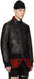 UNDERCOVER Black Zip Leather Jacket