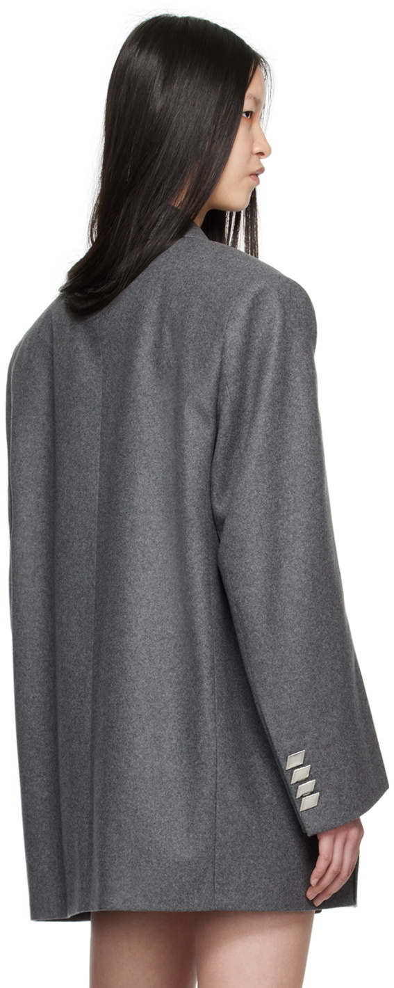 The Attico Gray Peaked Lapel Blazer