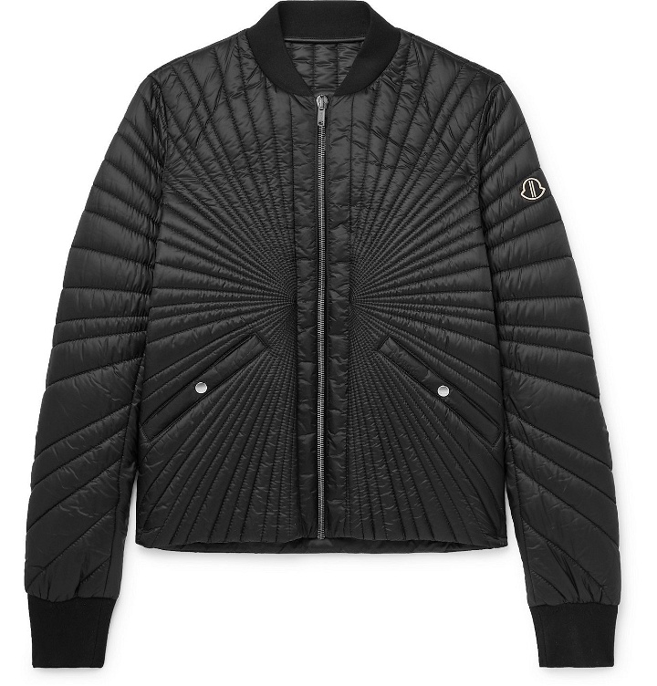 Photo: Rick Owens - Moncler Angle Logo-Appliquéd Quilted Shell Down Bomber Jacket - Black