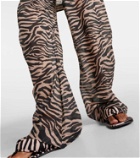 The Attico Zebra-print low-rise cotton wide-leg pants