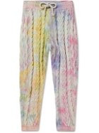 Camp High - Aura Tapered Tie-Dyed Cable-Knit Cotton-Blend Sweatpants - Purple