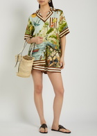 Alemais Toucan Tango Printed Linen Shorts Multicoloured