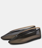 Le Monde Béryl Luna leather-trimmed mesh ballet flats