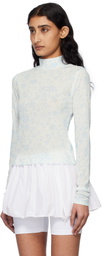 Kijun Blue & Off-White Flower Jersey Turtleneck