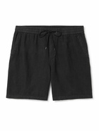 James Perse - Straight-Leg Garment-Dyed Linen Drawstring Shorts - Black