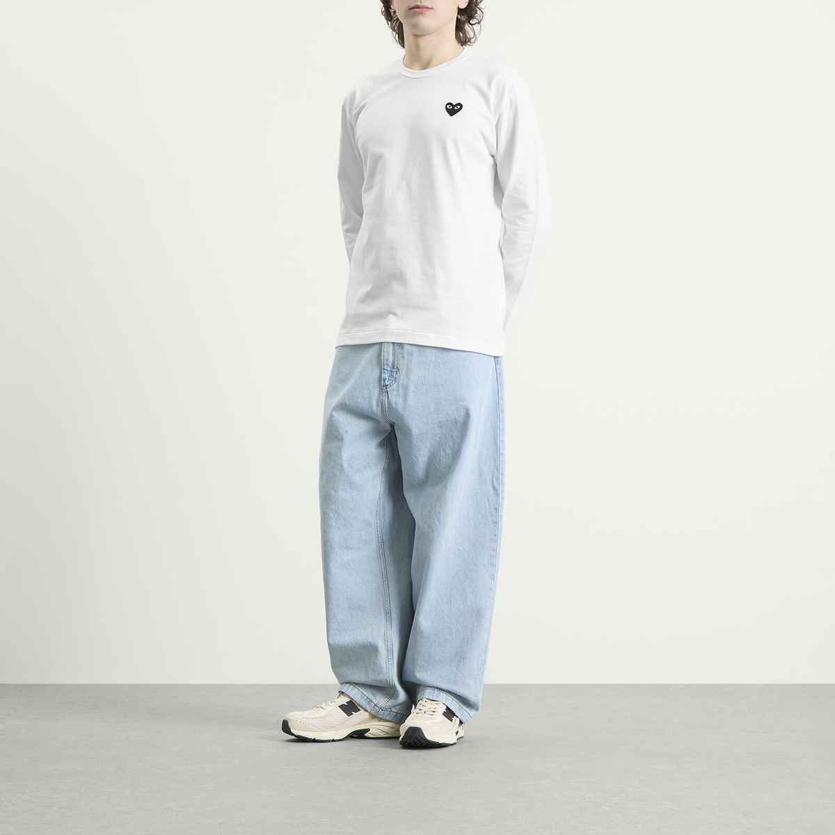 Comme des Garçons Play Black Heart Long Sleeve T-Shirt in White
