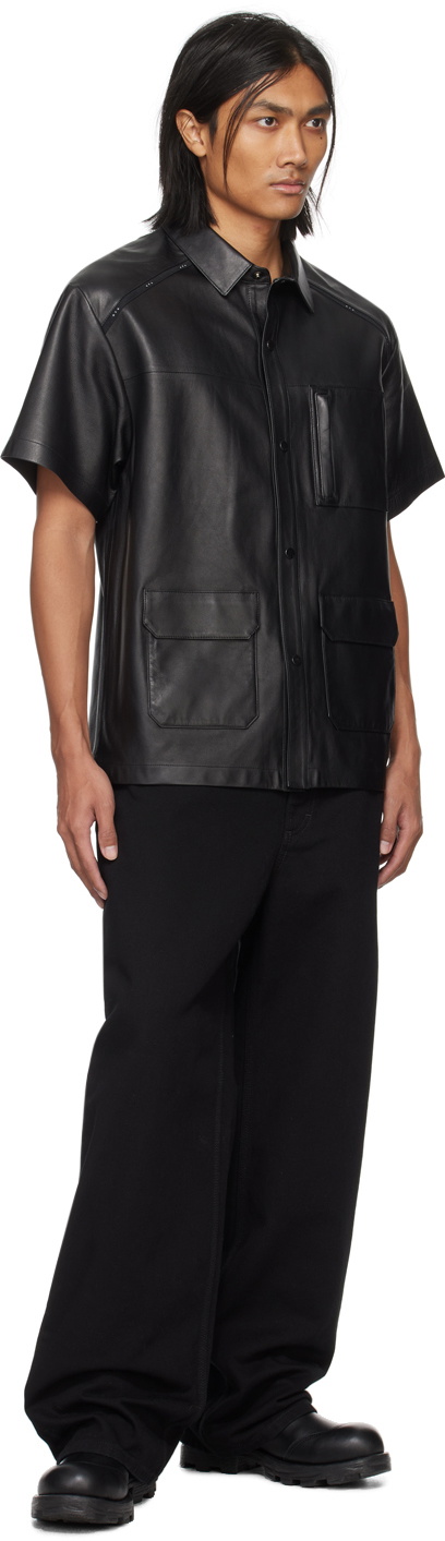 RTA Black Pocket Leather Shirt