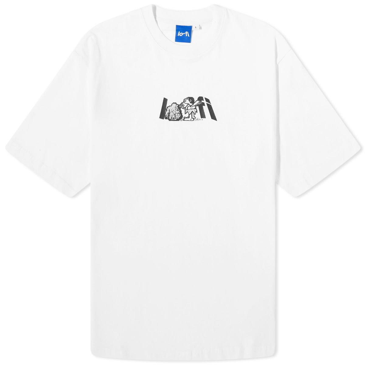 【LO-FI】STONE LOGO TEE [WHITE] Lo-Fi Men's Stone Logo T-Shirt in White Lo-Fi