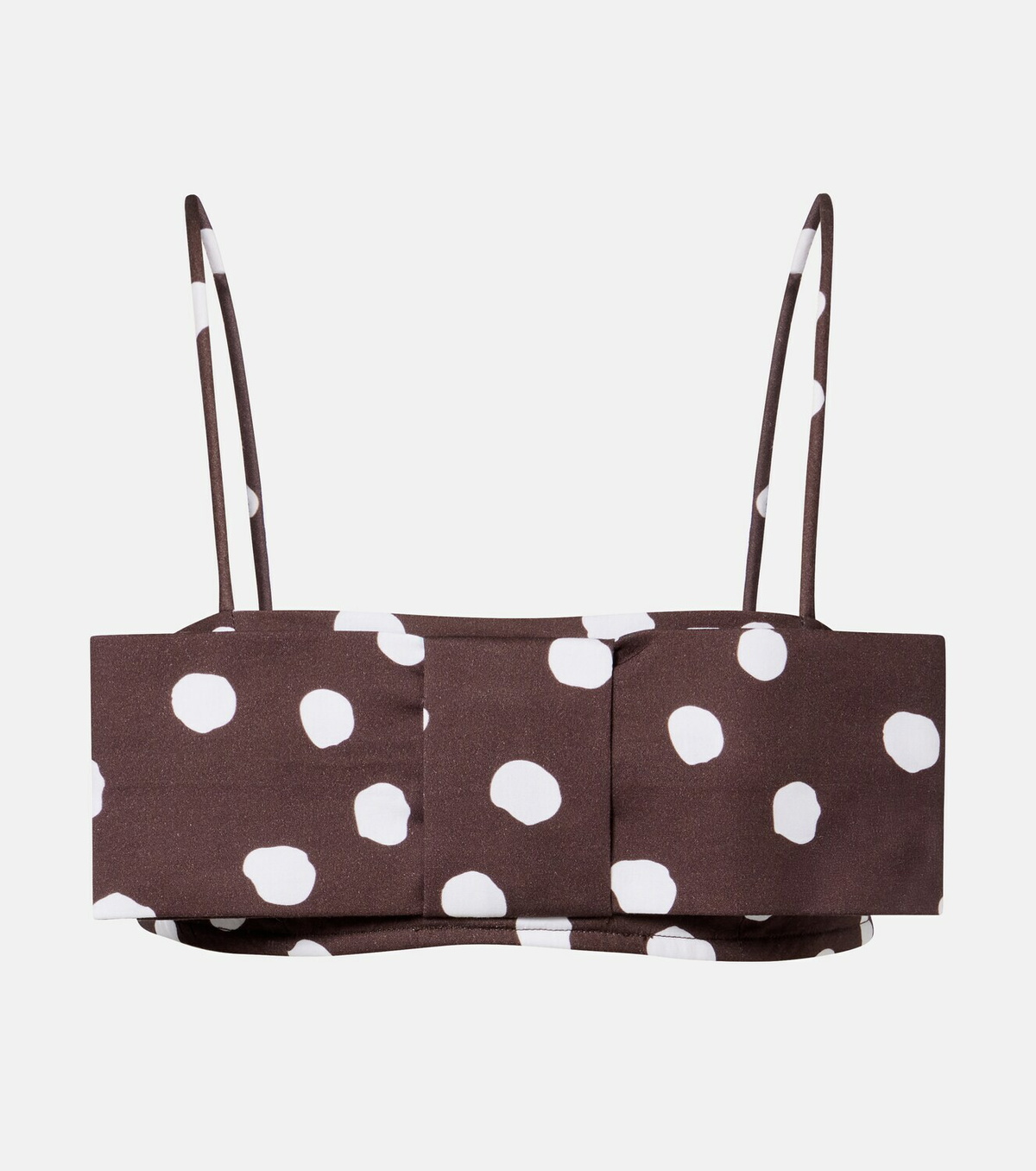 Adriana Degreas Bow-detail polka-dot cotton-blend bandeau top