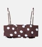 Adriana Degreas Bow-detail polka-dot cotton-blend bandeau top