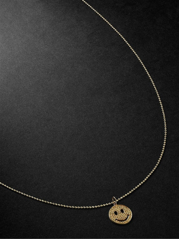 Photo: Sydney Evan - Medium Happy Face Gold Diamond Pendant Necklace
