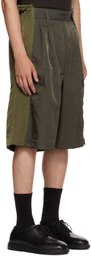 Y's Khaki Paneled Shorts