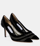 Jimmy Choo Love 85 velvet and mesh pumps